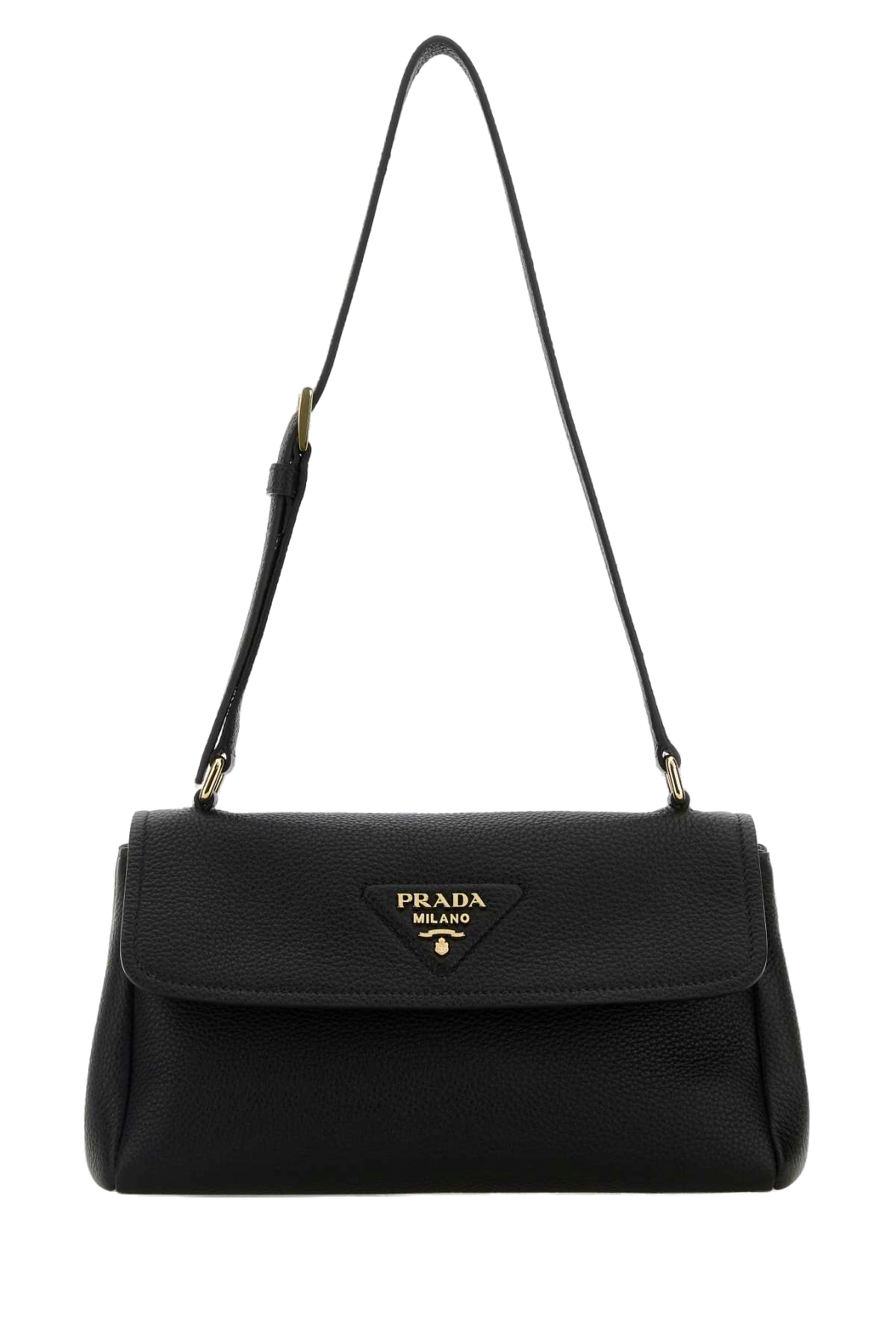 Prada Vitello Leather Shoulder Bag — Black