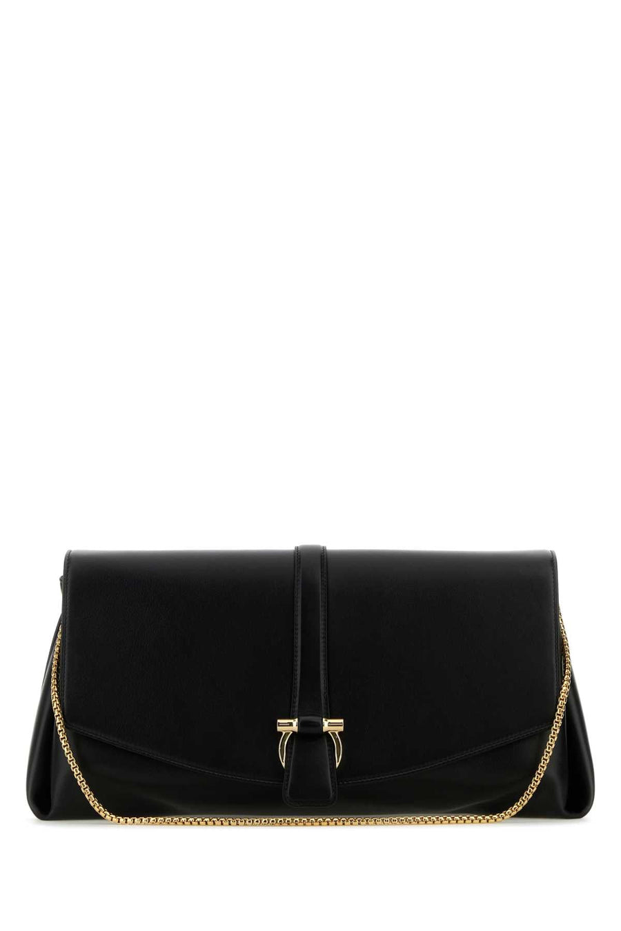 Ferragamo Leather Bow-Knot Flap Crossbody Bag — Black