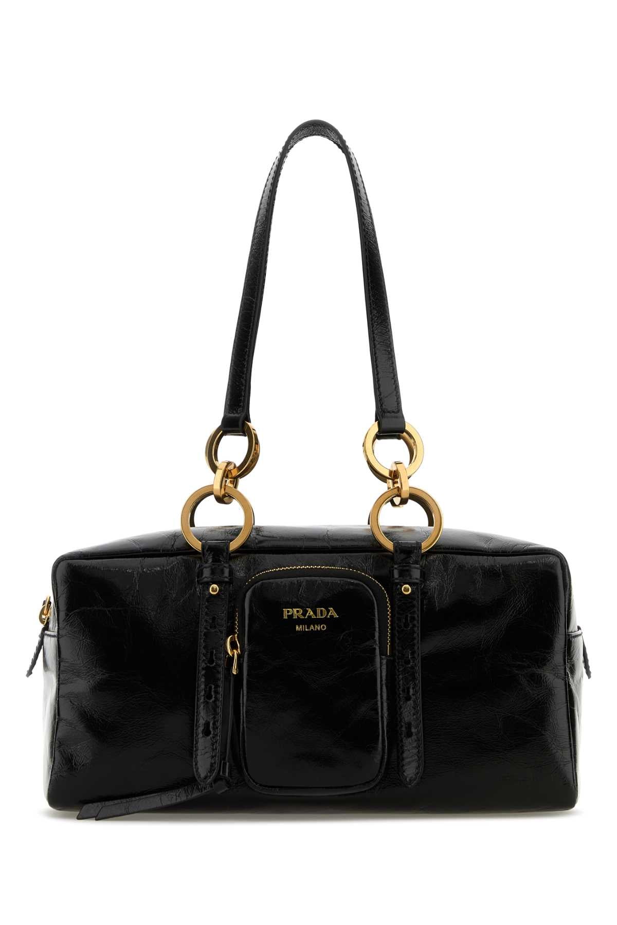 Prada Bauletto Shoulder Bag — Black Vitello