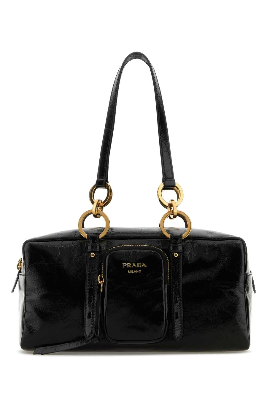 Prada Bauletto Shoulder Bag — Black Vitello