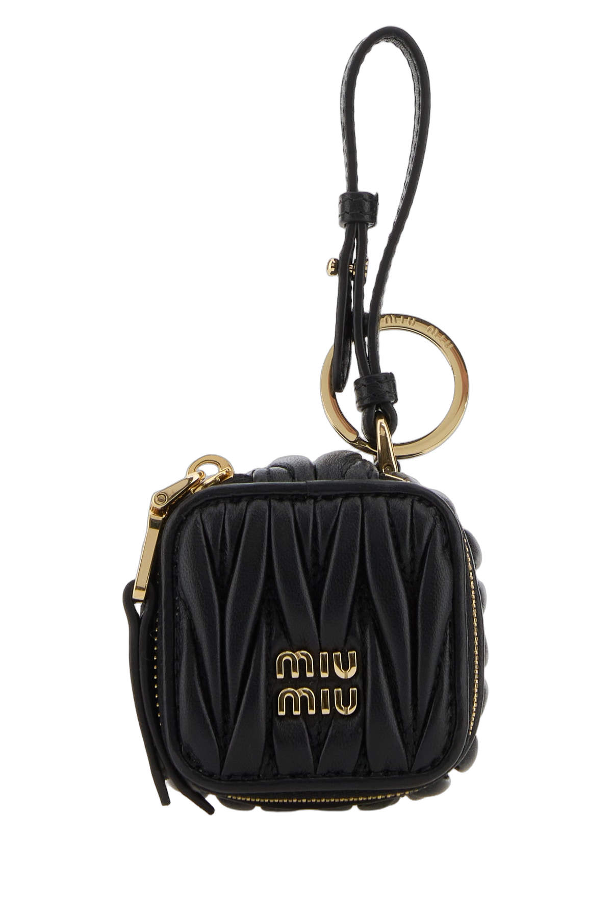 Miu Miu Matelassé Leather Coin Purse — Black Acciaio-agnello Purses