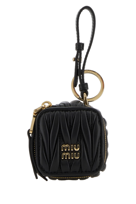 Miu Miu Matelassé Leather Coin Purse — Black Acciaio-agnello Purses