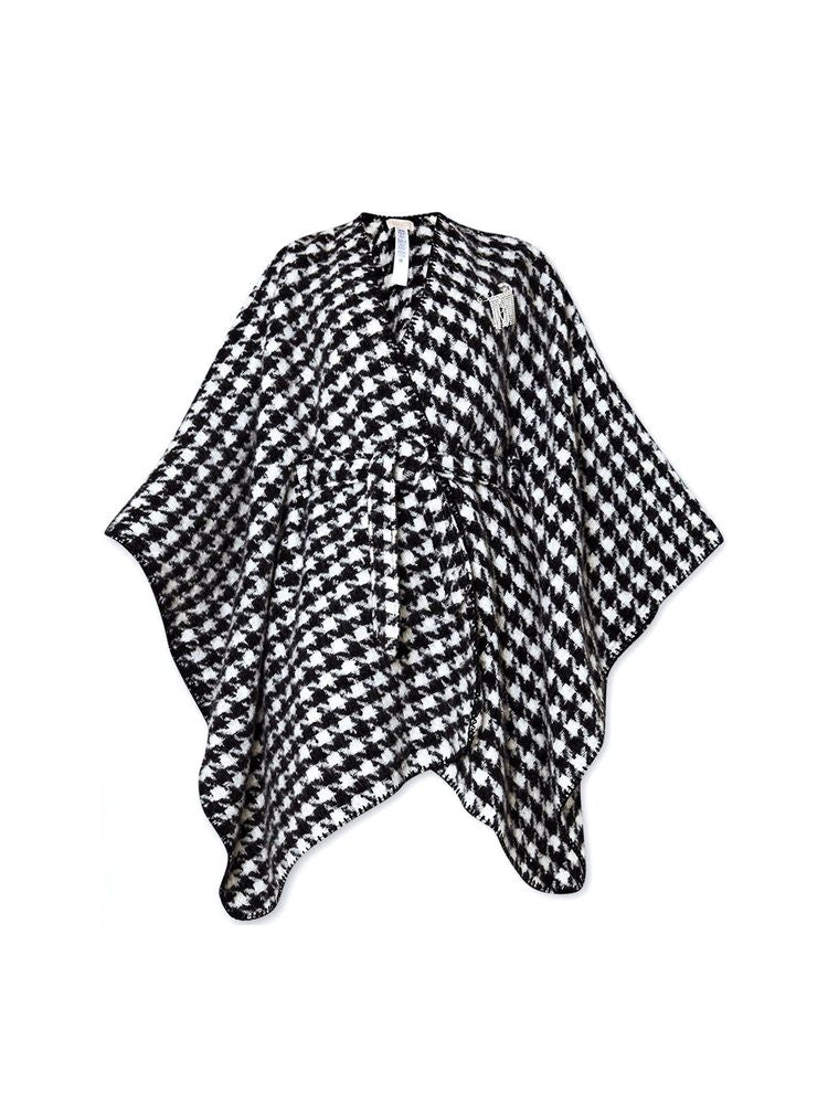 Liu Jo Houndstooth Scarf — Black Polyester Scarfs