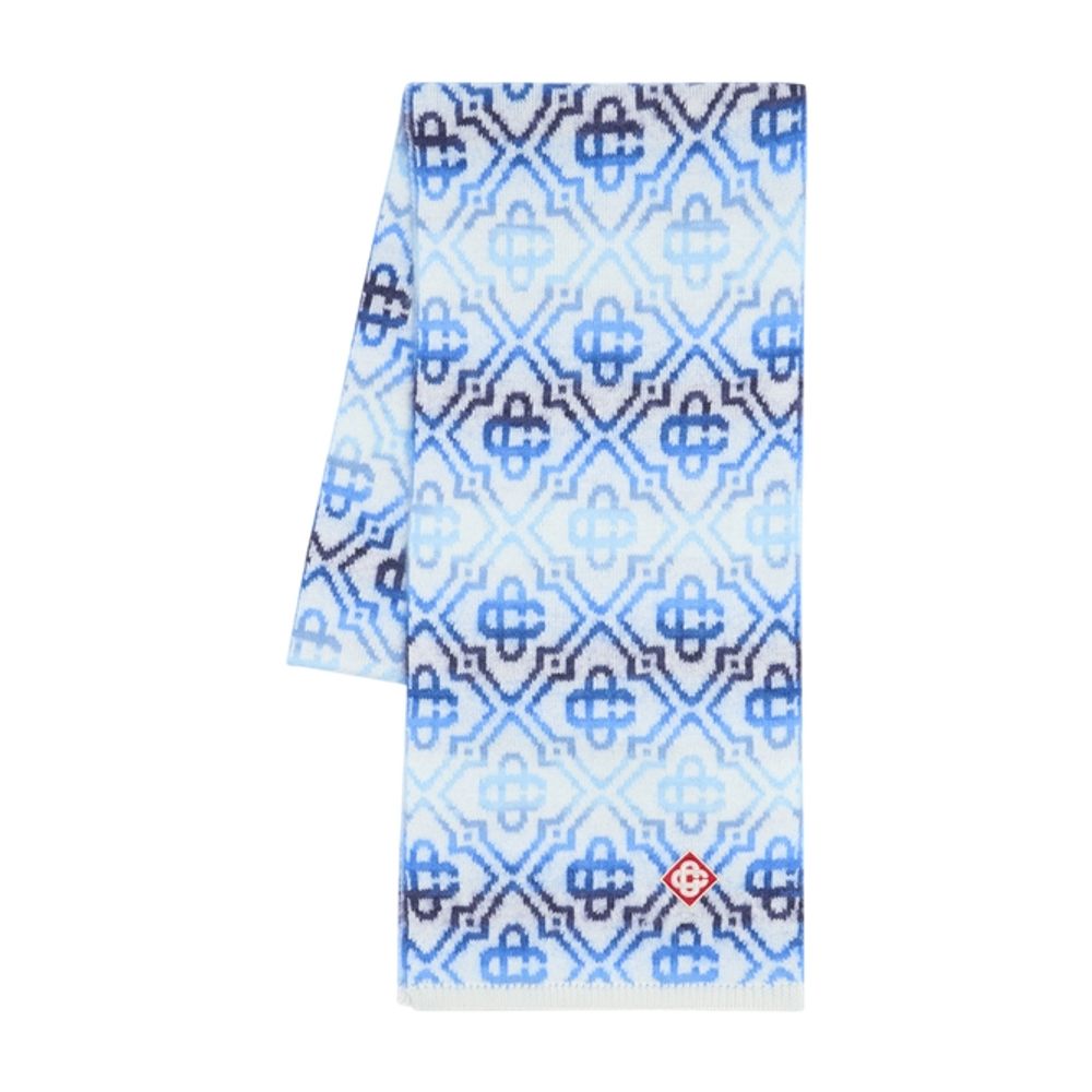 Casablanca Space Dye Monogram Wool Scarf — Blue Scarfs
