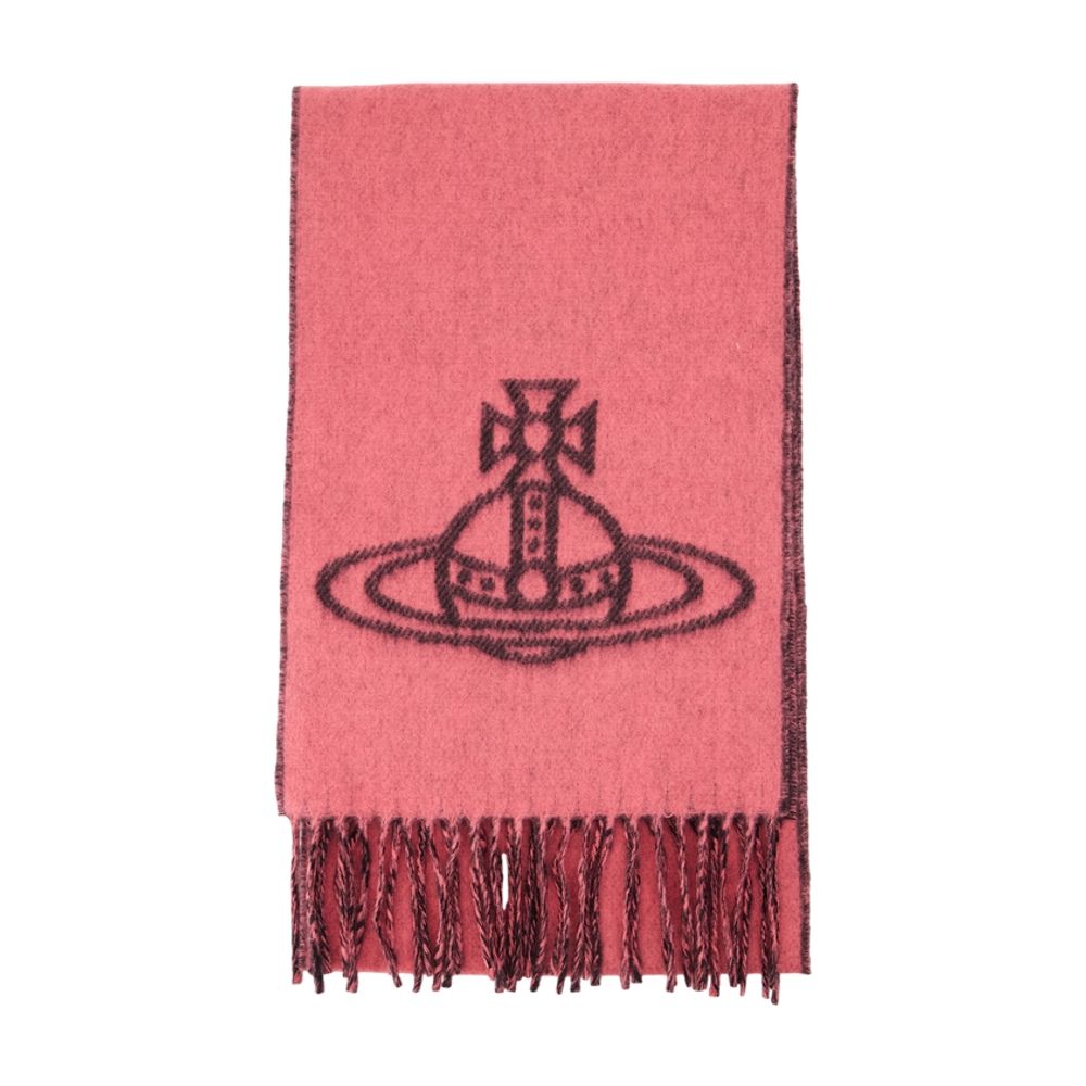Vivienne Westwood Wool Orb-Embroidered Scarf — Pink Scarfs
