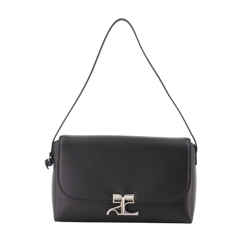 Courrèges Shoulder Bag — Black Cowhide