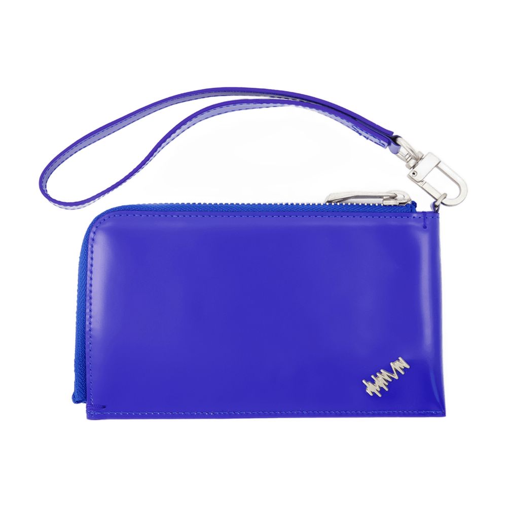 Ader Error Leather Wristlet Wallet — Blue Calfskin Accessories /