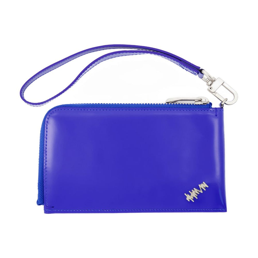 Ader Error Leather Wristlet Wallet — Blue Calfskin Accessories /