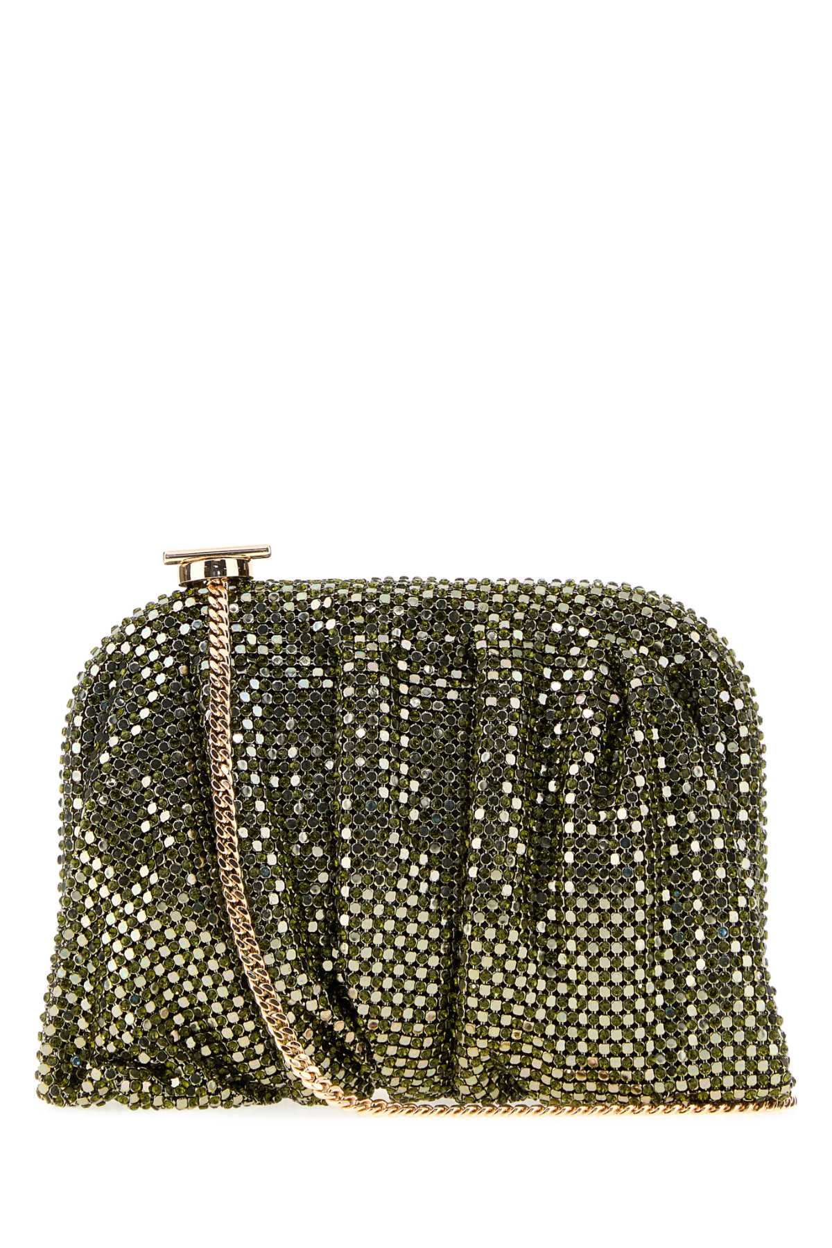 Benedetta Bruzziches Rhinestone Mesh Clutch — Green