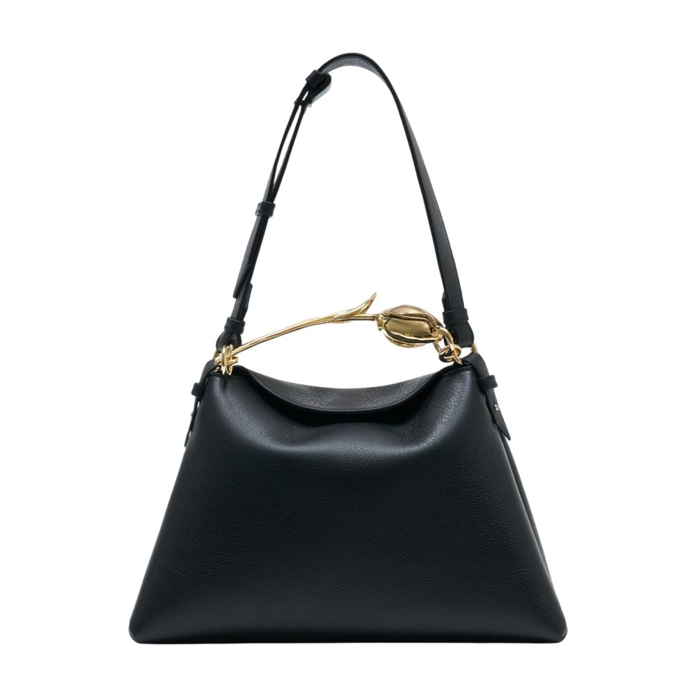 Erdem Bloom Shoulder Bag — Black Calfskin