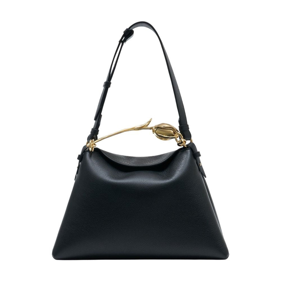 Erdem Bloom Shoulder Bag — Black Calfskin