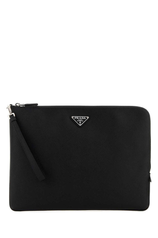 Prada Saffiano Leather Clutch — Black