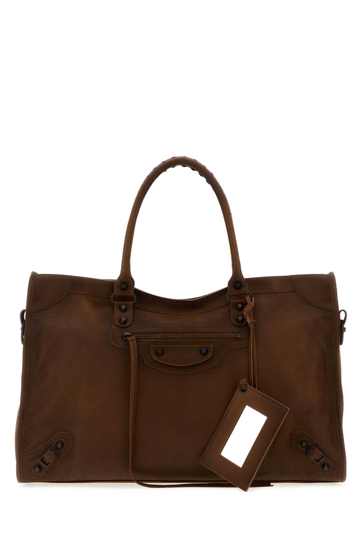 Balenciaga City Shoulder Bag — Brown