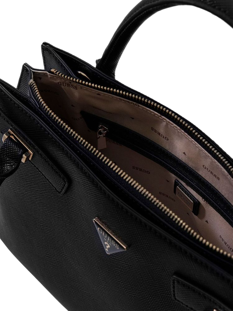 Guess Serenova Girlfriend Top Handle Bag — Black Polyurethane