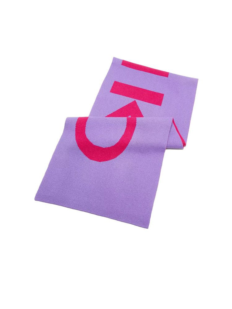 Pinko Logo-Printed Wool Scarf — Purple Scarfs
