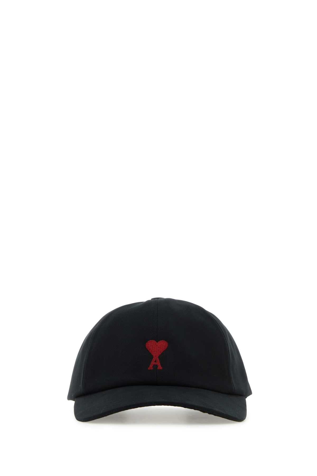 Ami Paris Bfucp006aw0041 Cotton Baseball Cap — Black Exterior: Caps