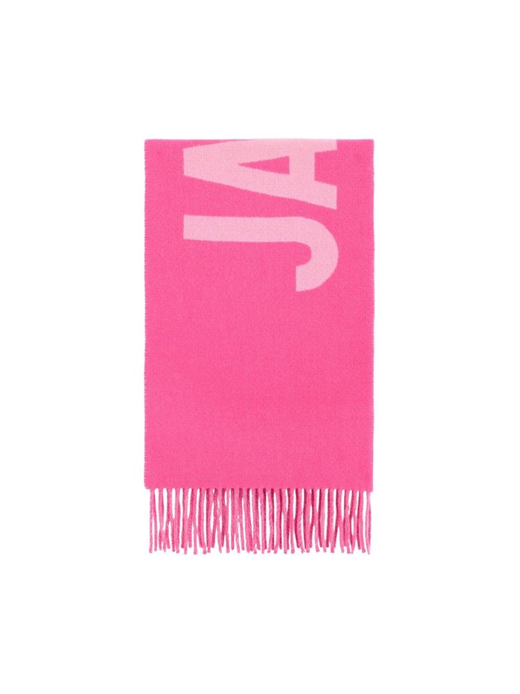 Jacquemus Logo Wool Scarf — Pink Scarfs