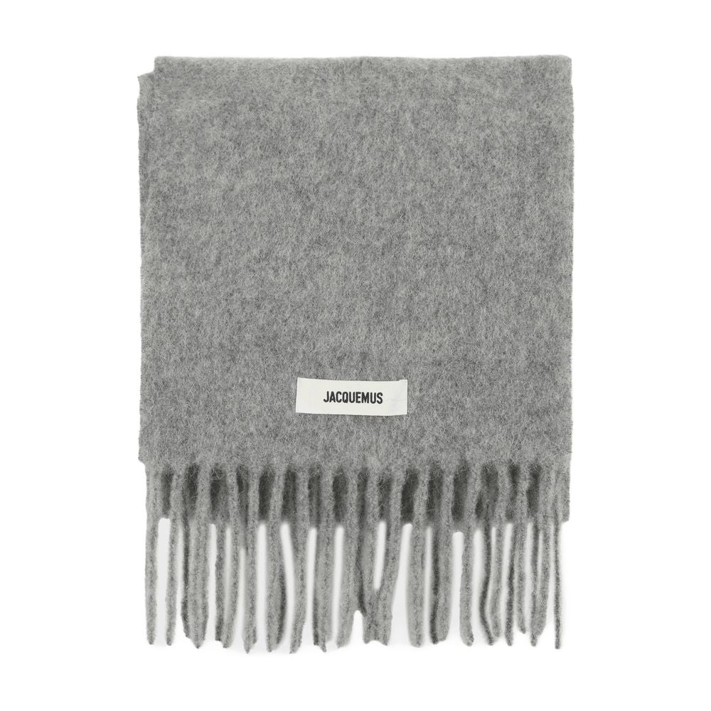 Jacquemus Lecharpe Carro Scarf — Gray Wool Scarfs