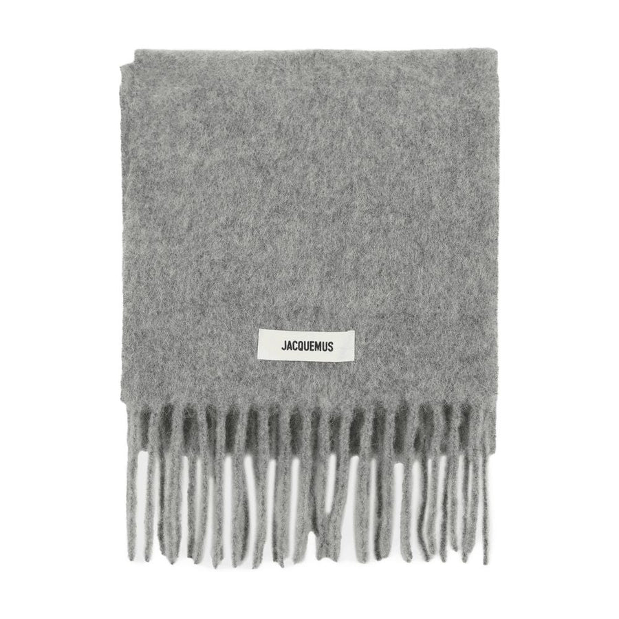 Jacquemus Lecharpe Carro Scarf — Gray Wool Scarfs