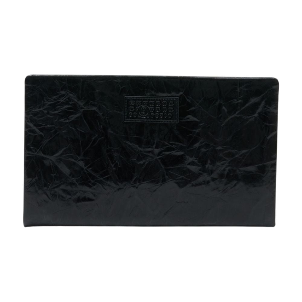 Mm6 Maison Margiela Crinkled Calfskin Clutch — Black