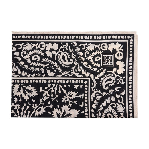 Toteme Lace-Patterned Silk Scarf — Black Scarfs