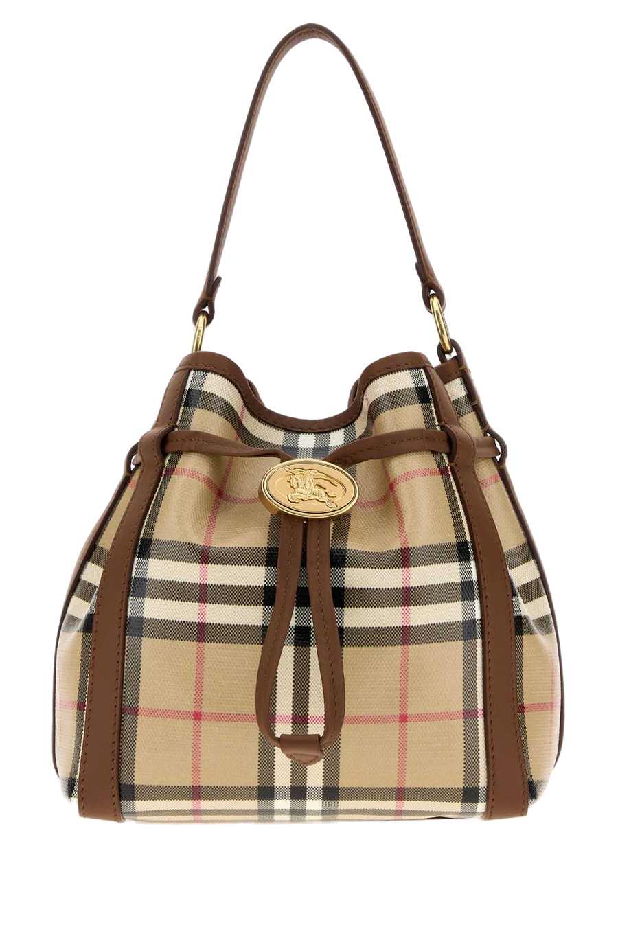 Burberry Checked Canvas Shoulder Bag — Beige Cotton