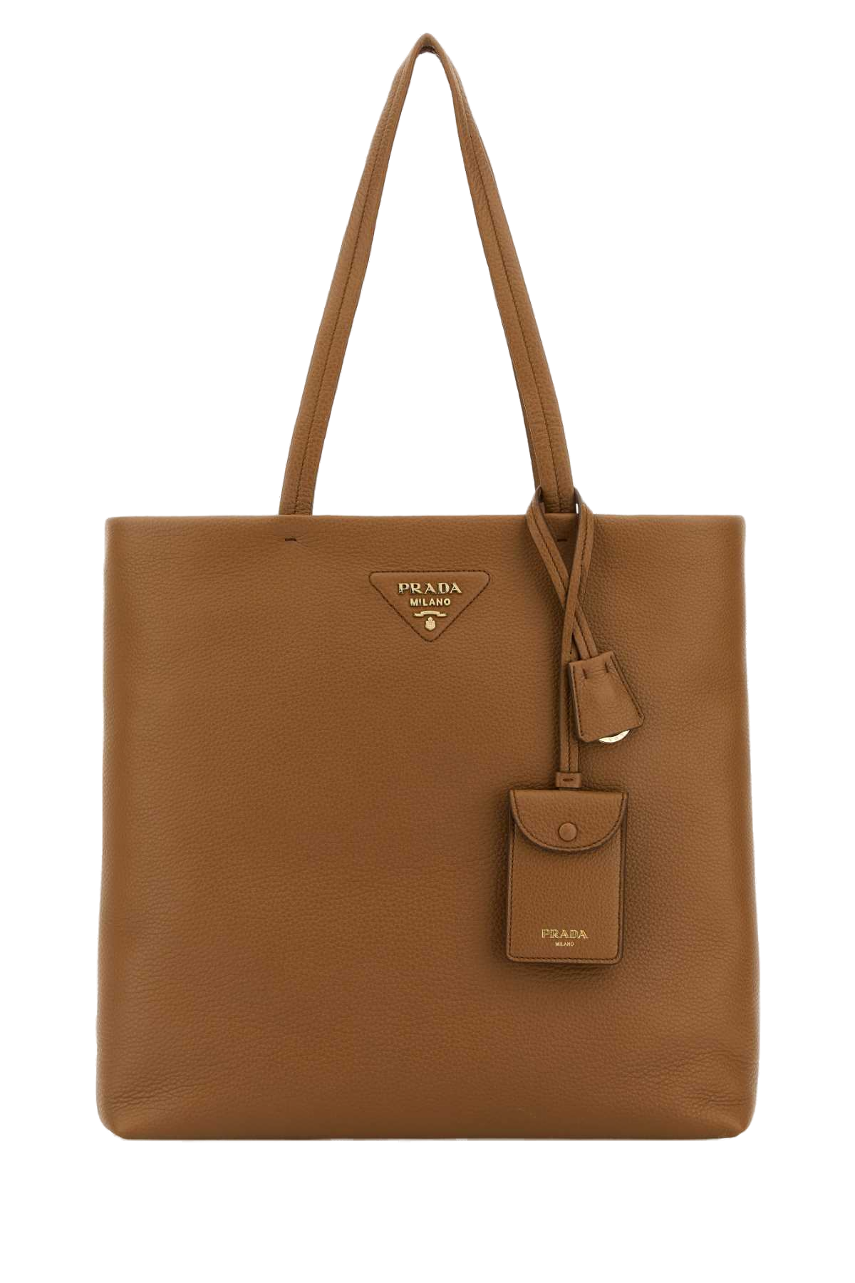 Prada Vitello Leather Tote Bag — Brown