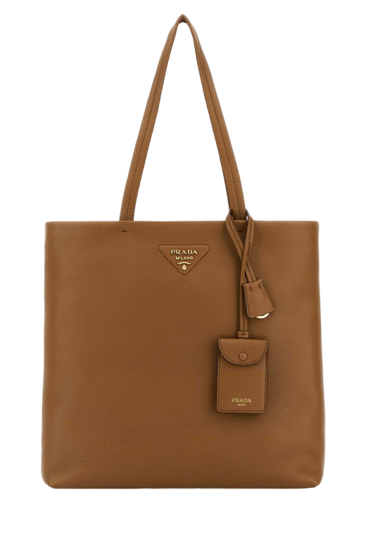 Prada Vitello Leather Tote Bag — Brown