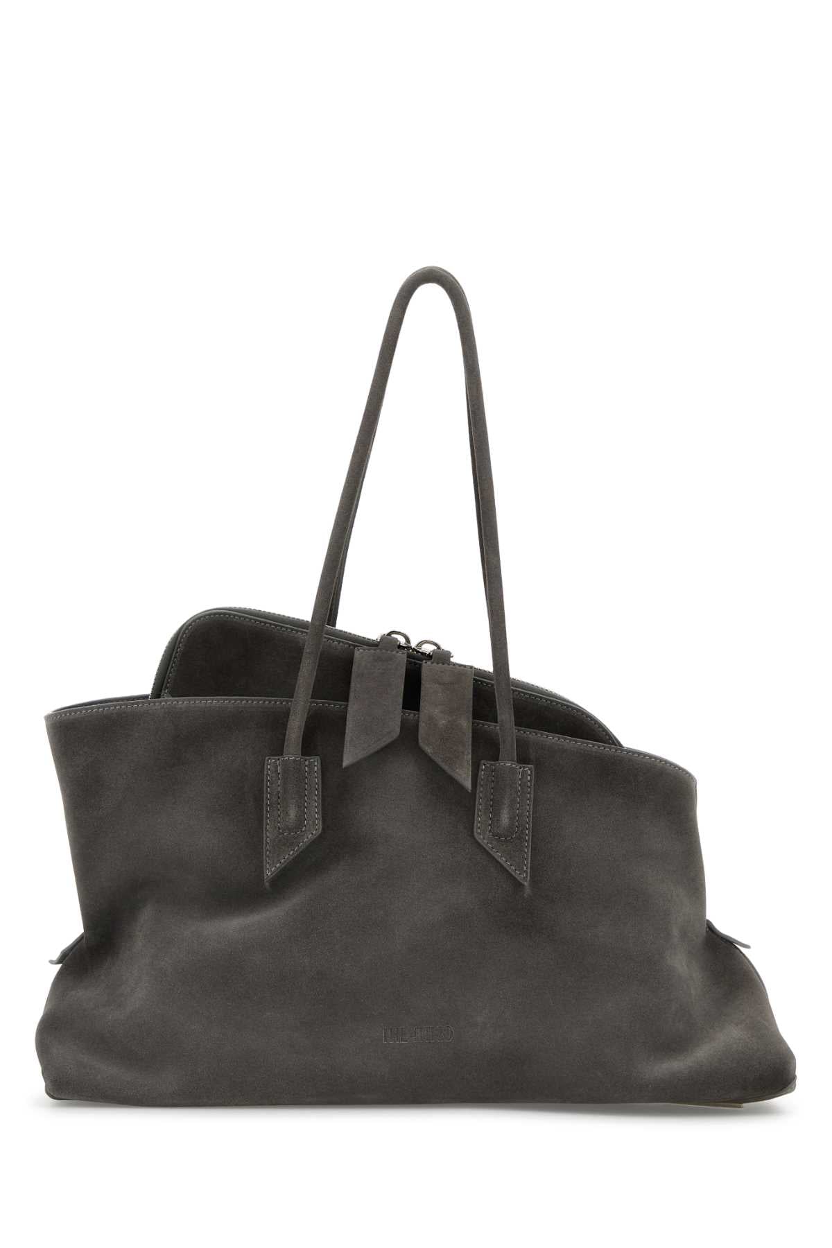 The Attico Suede Shoulder Bag — Gray