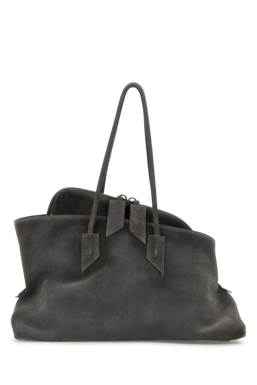 The Attico Suede Shoulder Bag — Gray