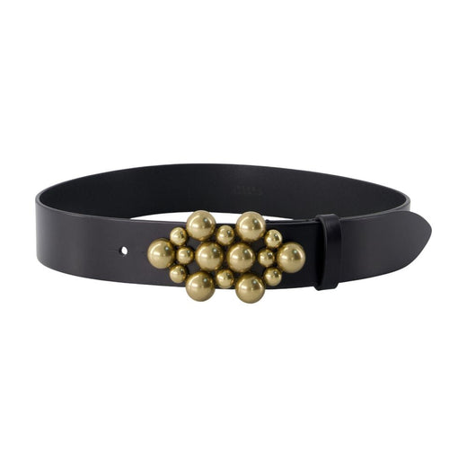 Isabel Marant Gold-Studded Leather Belt — Black Calfskin