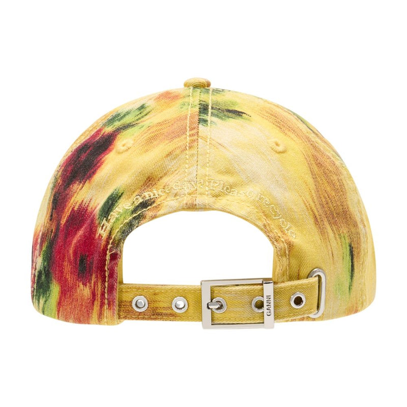 Ganni B3020171-01f Tie-Dye Cotton Baseball Cap — Yellow Caps