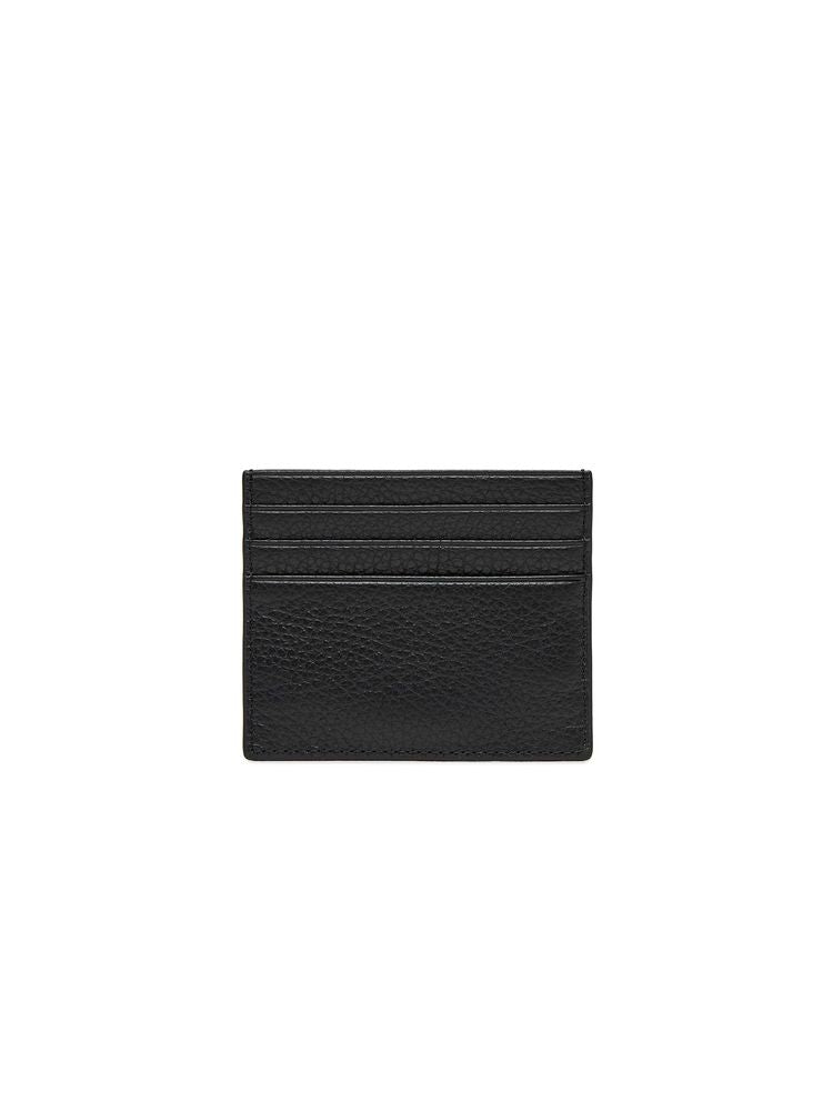 Coccinelle Grained Cowhide Card Case — Black Cases