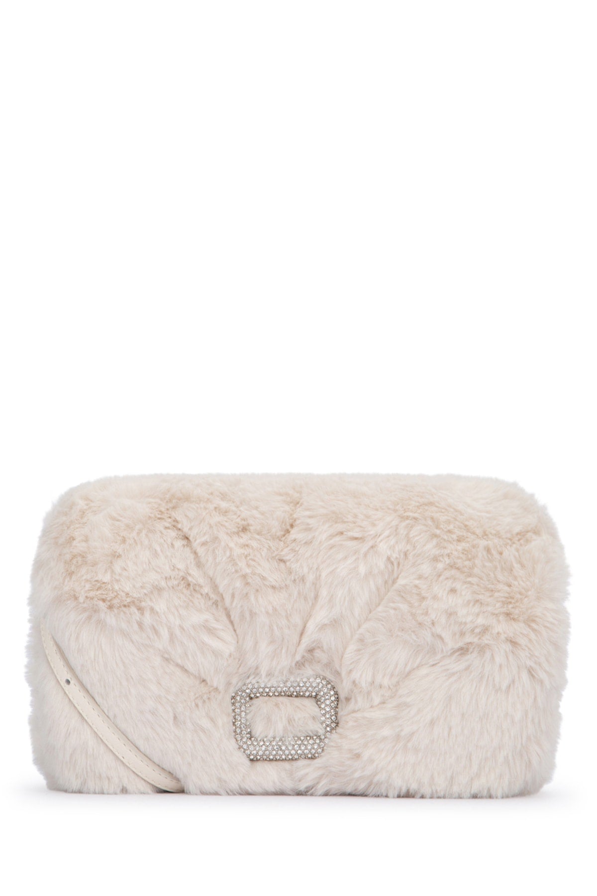 Roger Vivier Quilted Faux Fur Shoulder Bag — Beige Pl Fus