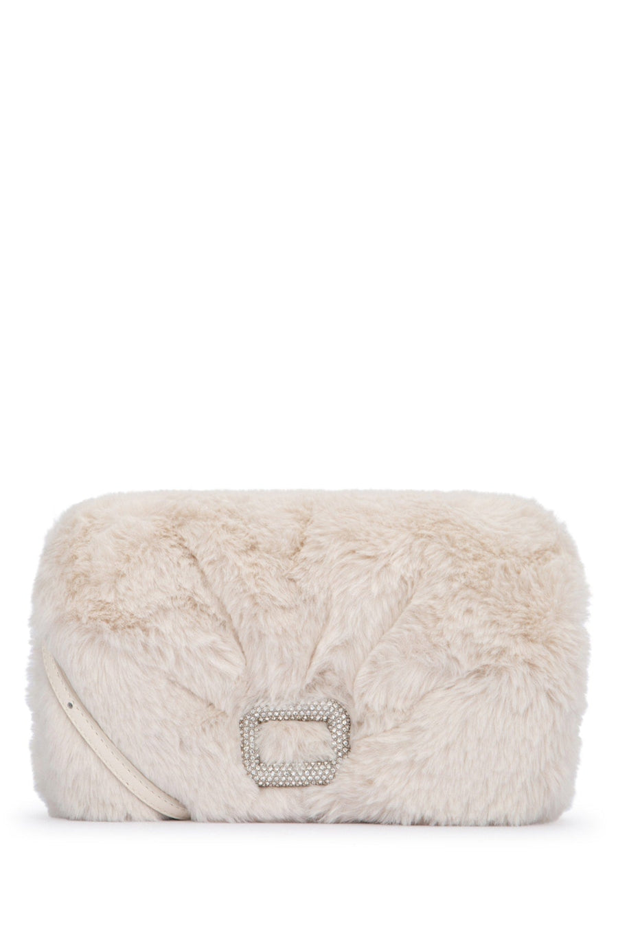 Roger Vivier Quilted Faux Fur Shoulder Bag — Beige Pl Fus
