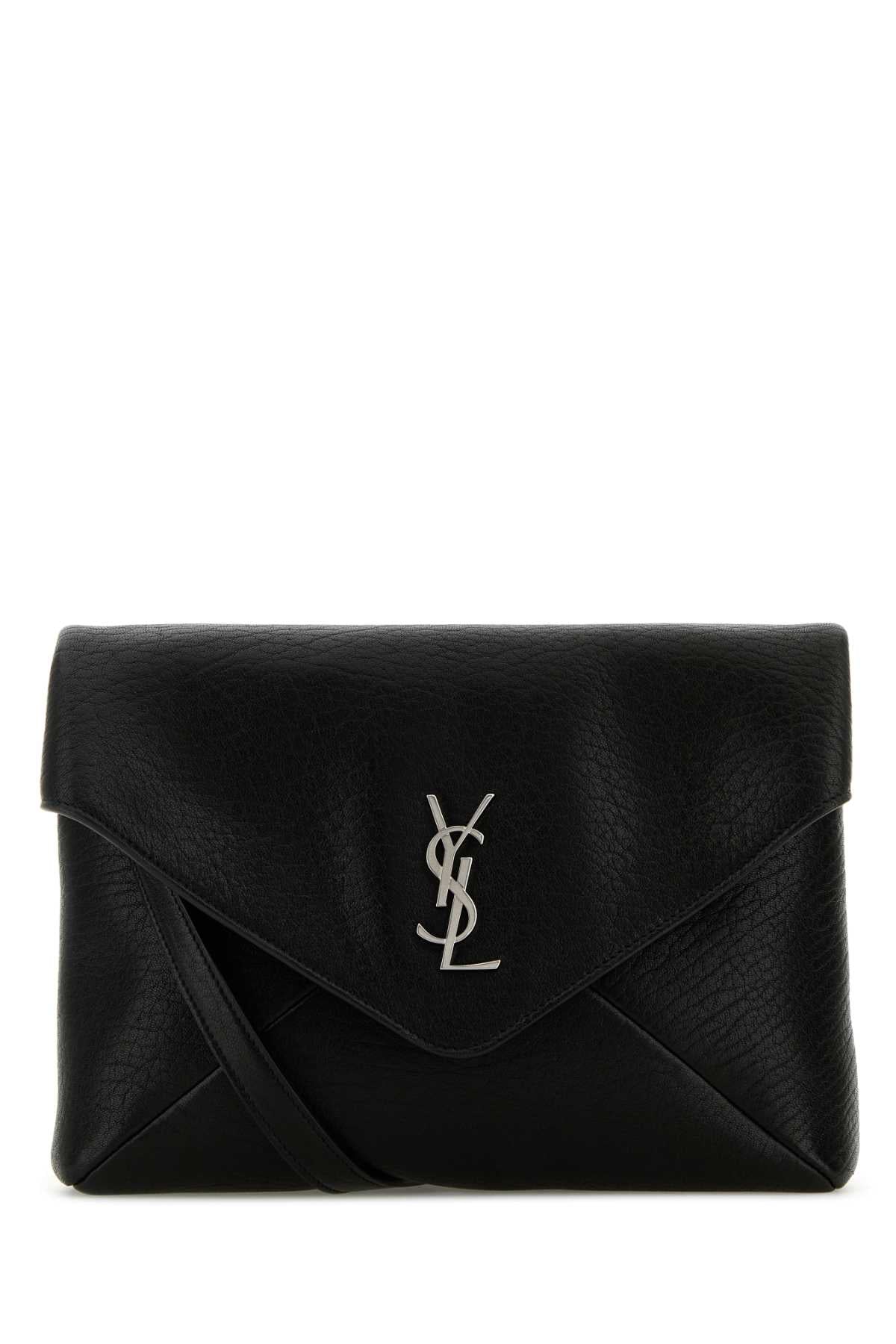 Saint Laurent Quilted Leather Clutch — Black
