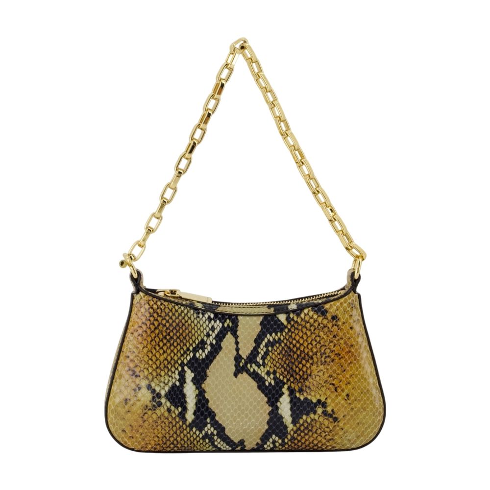 Alexander Mcqueen Python-Printed Calfskin Shoulder Bag — Brown