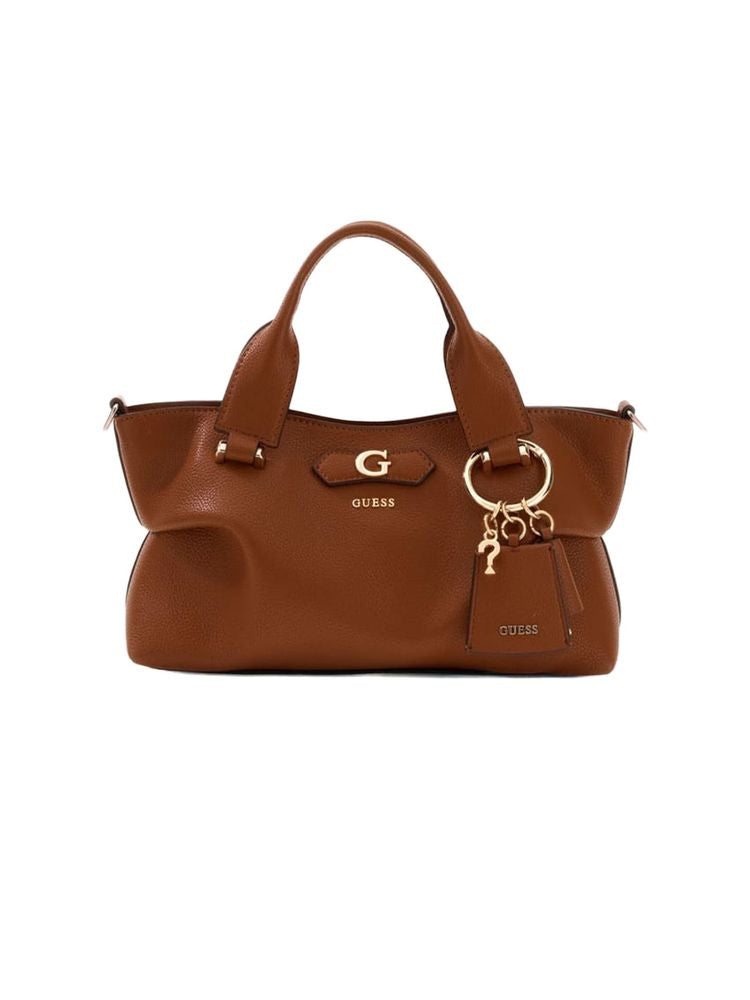 Guess Pebbled Polyurethane Shoulder Bag — Brown