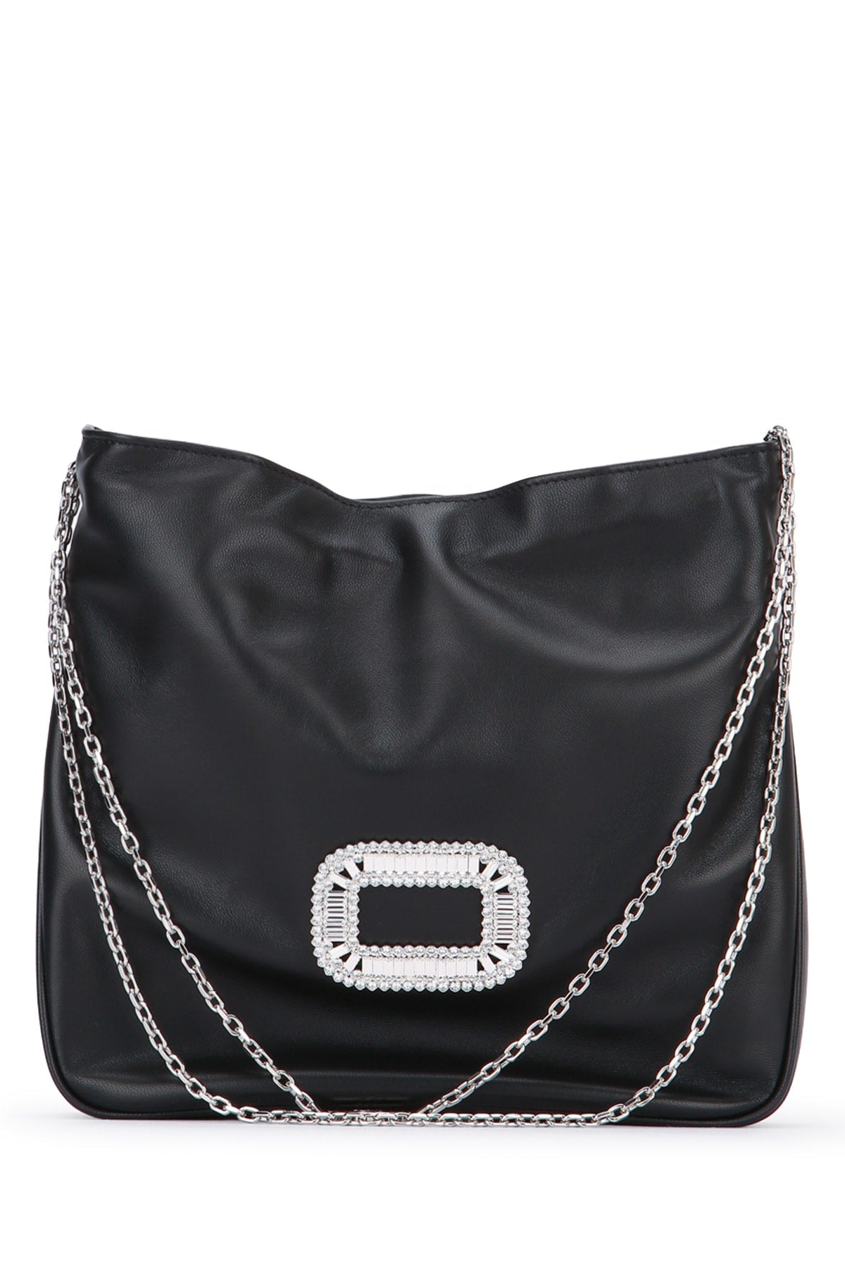 Roger Vivier Pocket Shoulder Bag — Black Leather