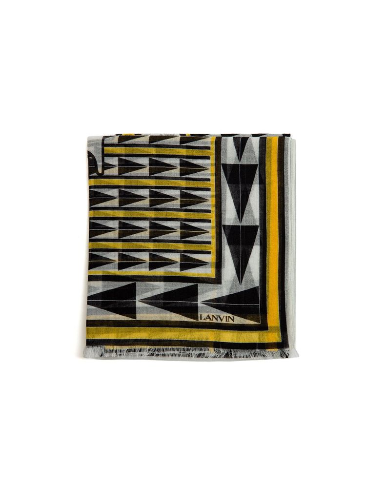 Lanvin Geometric Wool Scarf — Yellow Scarfs