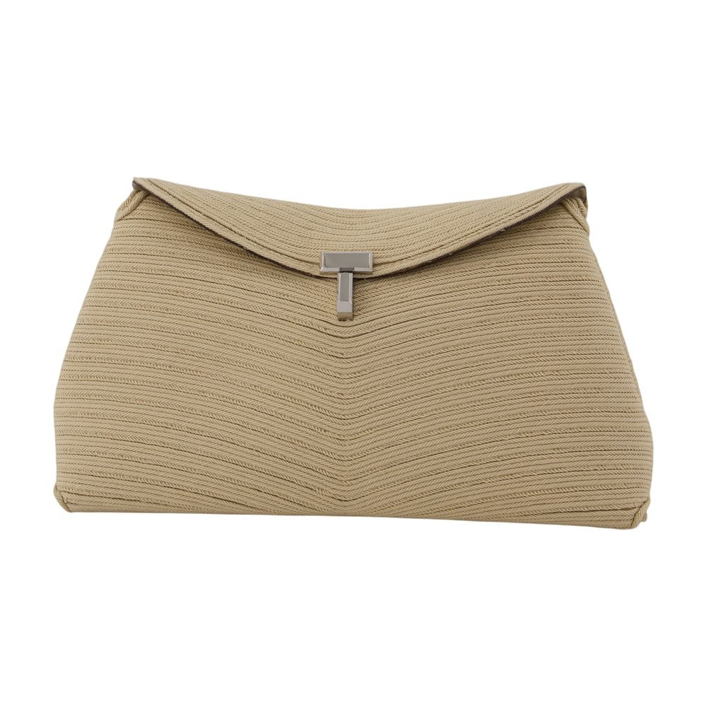 Toteme Chevron-Quilted Canvas Clutch — Beige