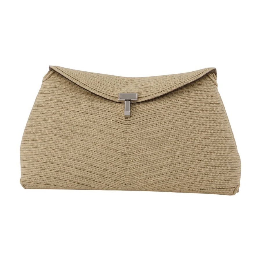 Toteme Chevron-Quilted Canvas Clutch — Beige