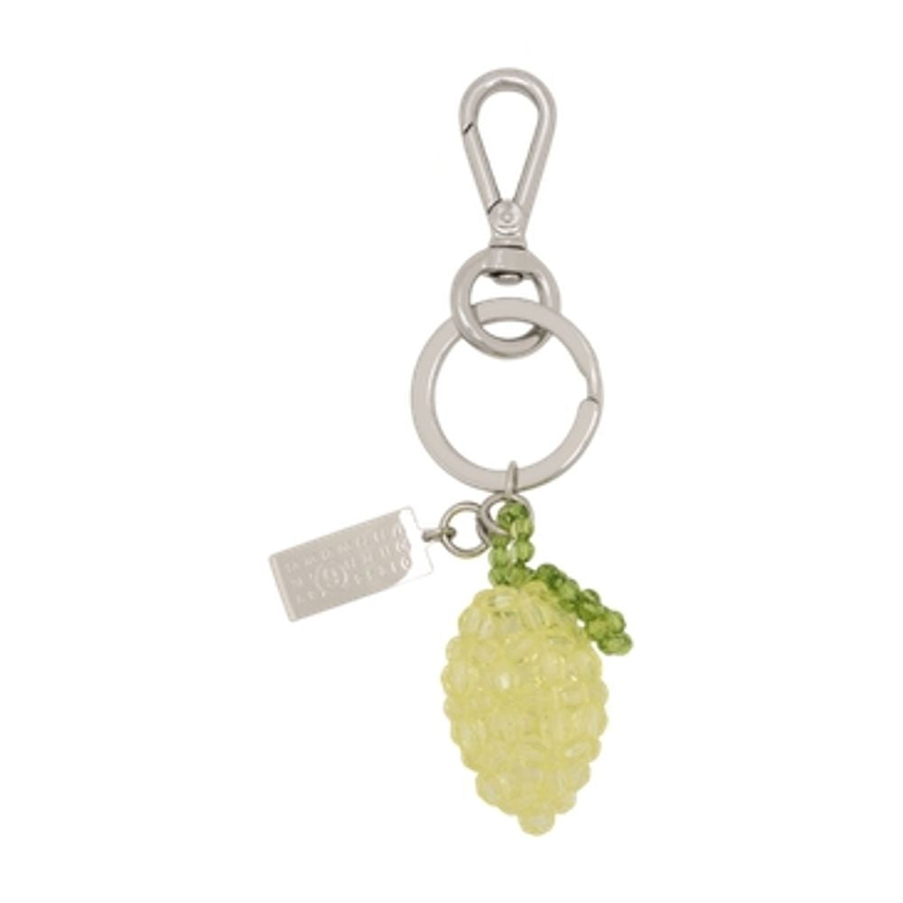 Mm6 Maison Margiela Lemon-Shaped Charm Key Case — Yellow Plastic Keychains
