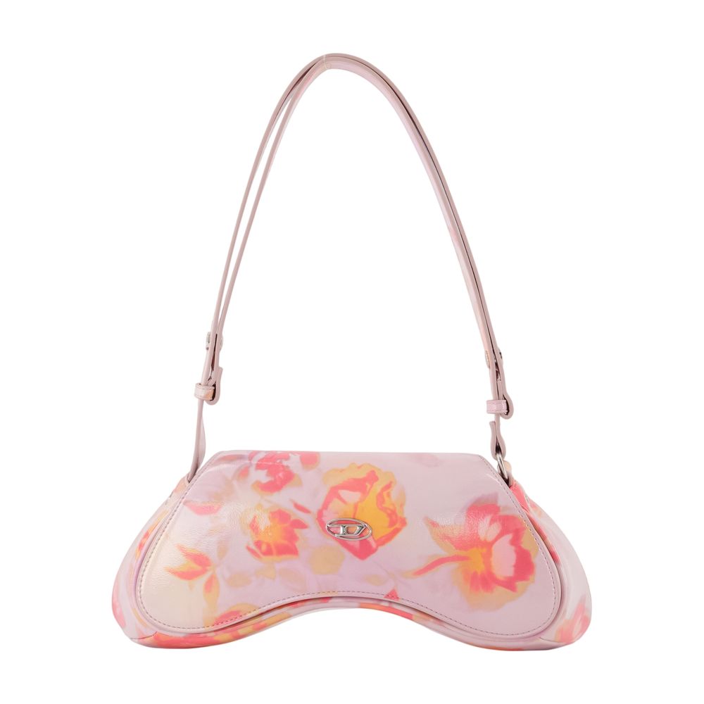 Diesel Floral-Print Faux Leather Shoulder Bag — Pink Faux_leather