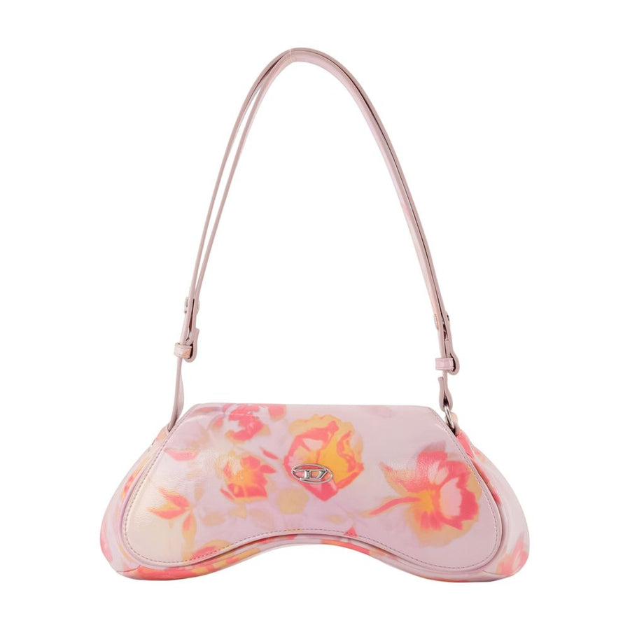 Diesel Floral-Print Faux Leather Shoulder Bag — Pink Faux_leather