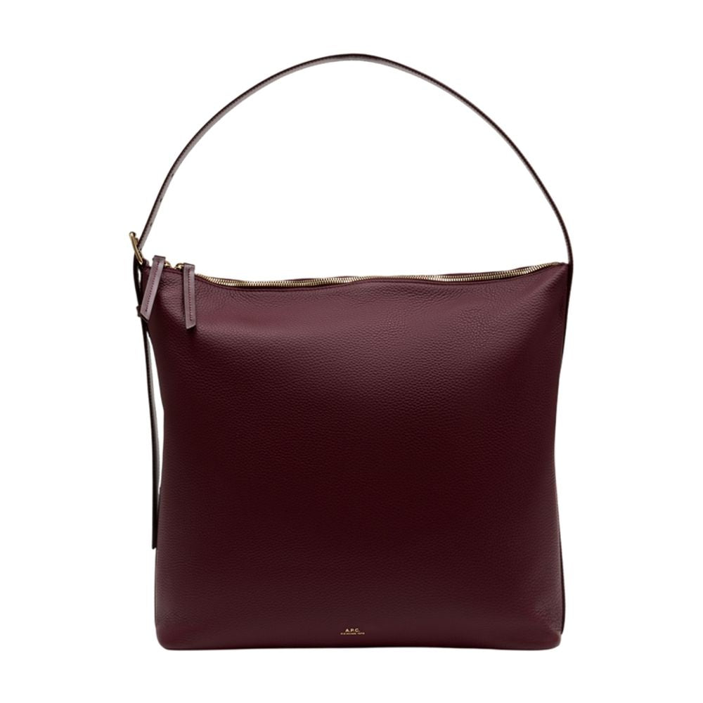 A.p.c. Vera Maxi Shoulder Bag — Burgundy Cowhide
