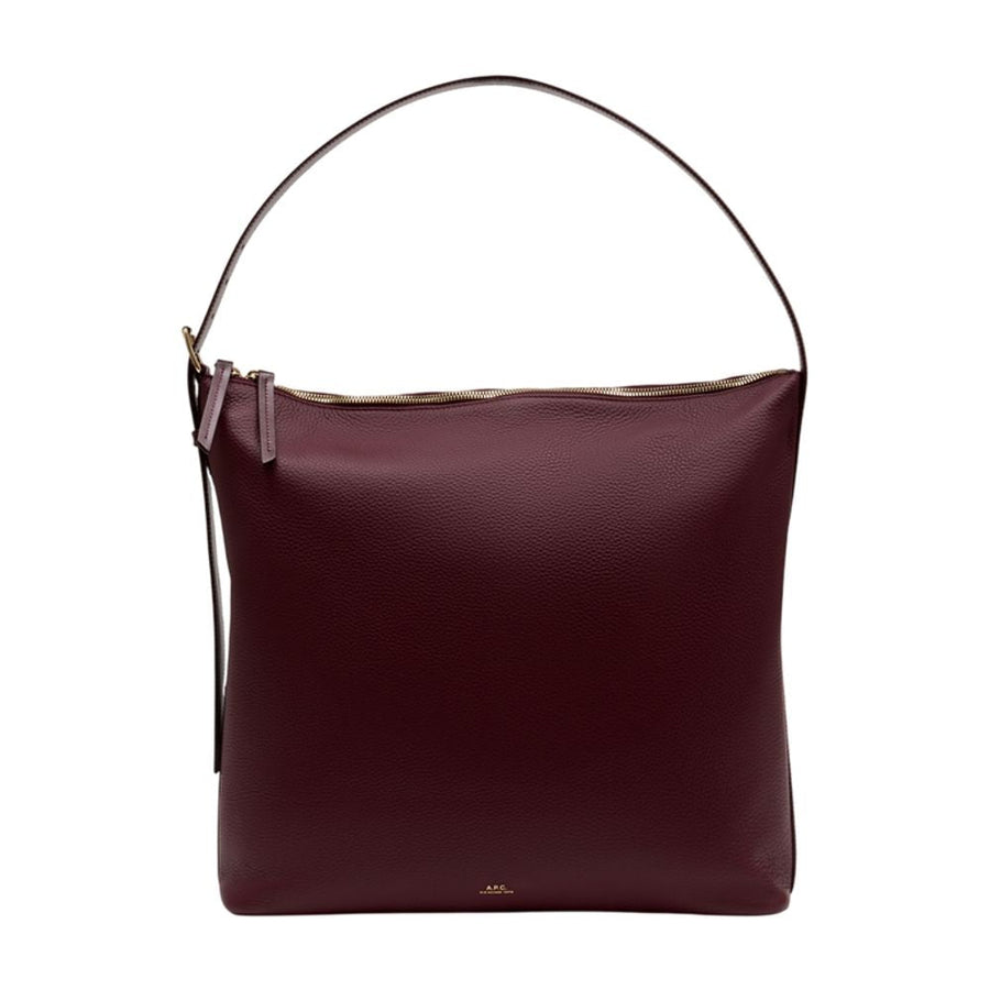 A.p.c. Vera Maxi Shoulder Bag — Burgundy Cowhide