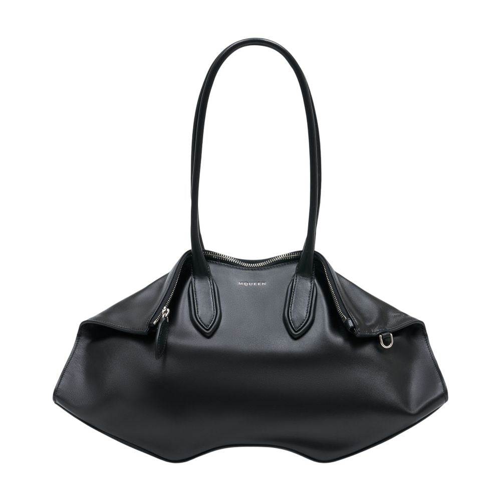 Alexander Mcqueen Manta Shoulder Bag — Black Calfskin