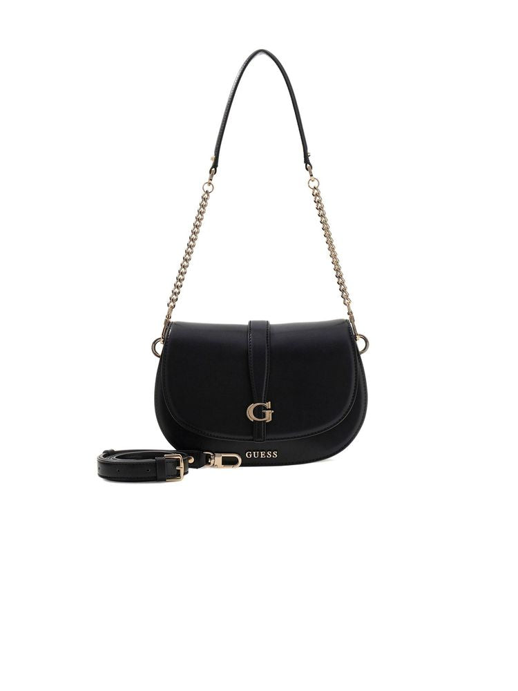 Guess Carrie Shoulder Bag — Black Polyurethane