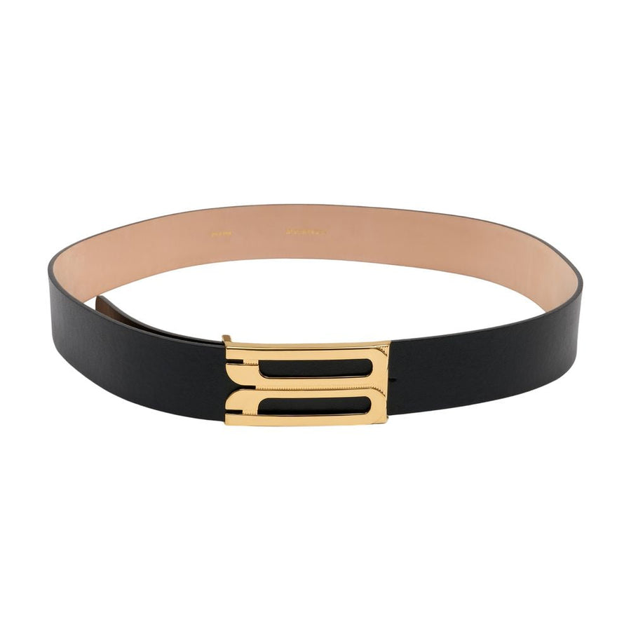Victoria Beckham Jumbo Frame Belt — Black Calfskin